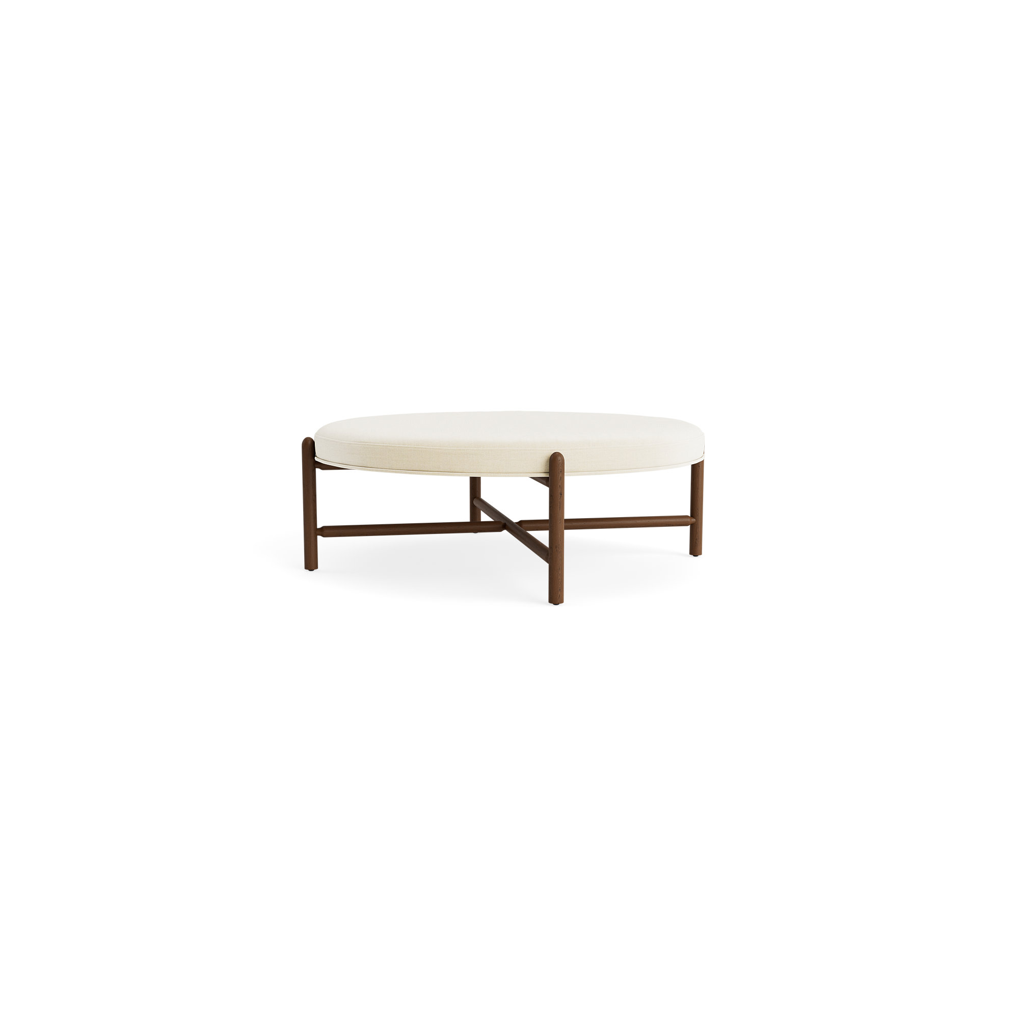 Vane 48" Round Ottoman, Walnut, Cream