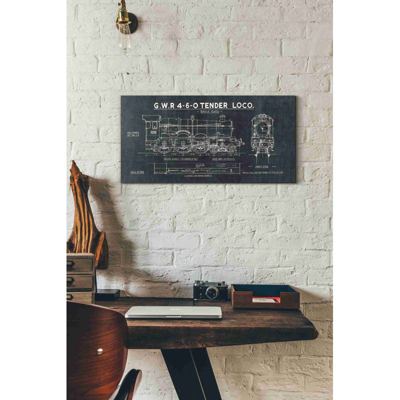 « iii », impression sur toile Train Blueprint, H 12 po x l 24 po x P 1,25 po