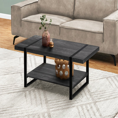 Contemporary Modern Rectangular Accent Cocktail Coffee Table 48"L Black Laminate Black Metal
