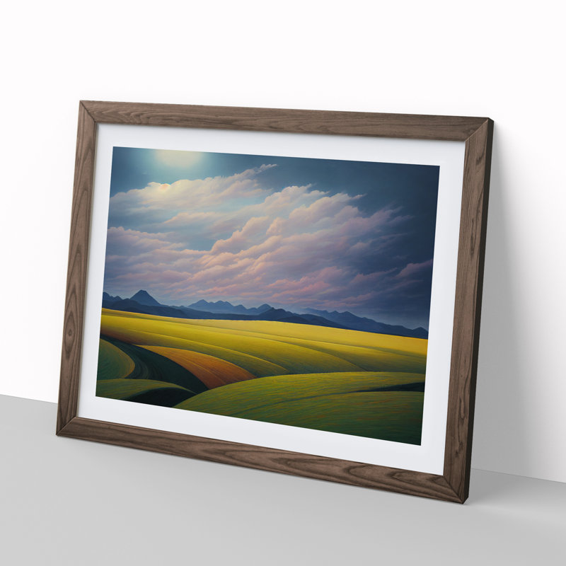 Spring Meadow Landscape View - Framed Print