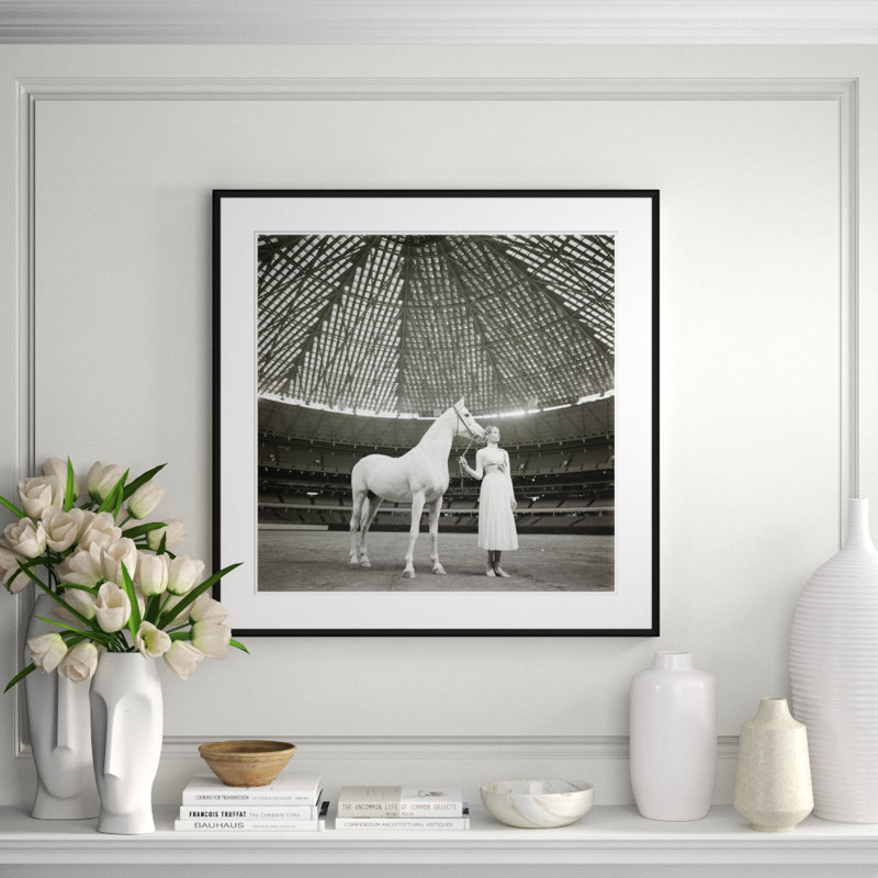 Veruschka With Morafic Arabian Horse Giclee Print by Sante Forlano, White