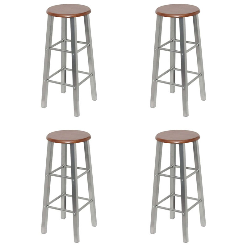 Tabourets de bar en MDF argent et brun