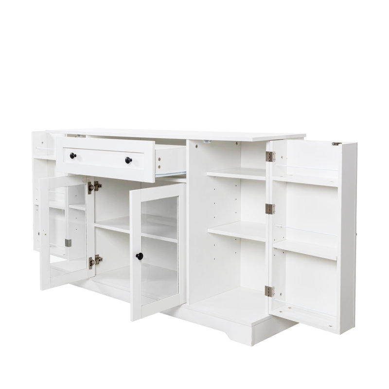 Armoire de salle à manger blanche avec buffet réglable et tablette de rangement blanche