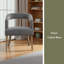 Chaise d'appoint rembourrée en tonneau de 25,79 po de large avec pieds en bois massif patiné pour salle à manger-1997071215