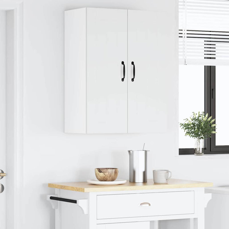 Vidaxl Kitchen Cabinet With Shelf 2 Pcs Concrete Grey 30 X 31 X 80 Cm, High Gloss White