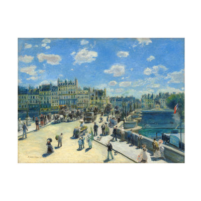 Wrapped Canvas Wall Art - Pierre-Auguste Renoir 'Pont Neuf Paris 1872' Wall Art for Living Room, Bedroom, or Office Décor - 35x47