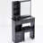 American Style 50.4" High Vanity Table With Left Drawer, Right Sliding Mirror, And Cushioned Stool, Black For Small Spaces, Multi - Layer Storage