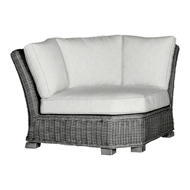Rustic Woven Sectional Corner, Slate Gray, Rollo Chambray InsideOut® Linen, Welt