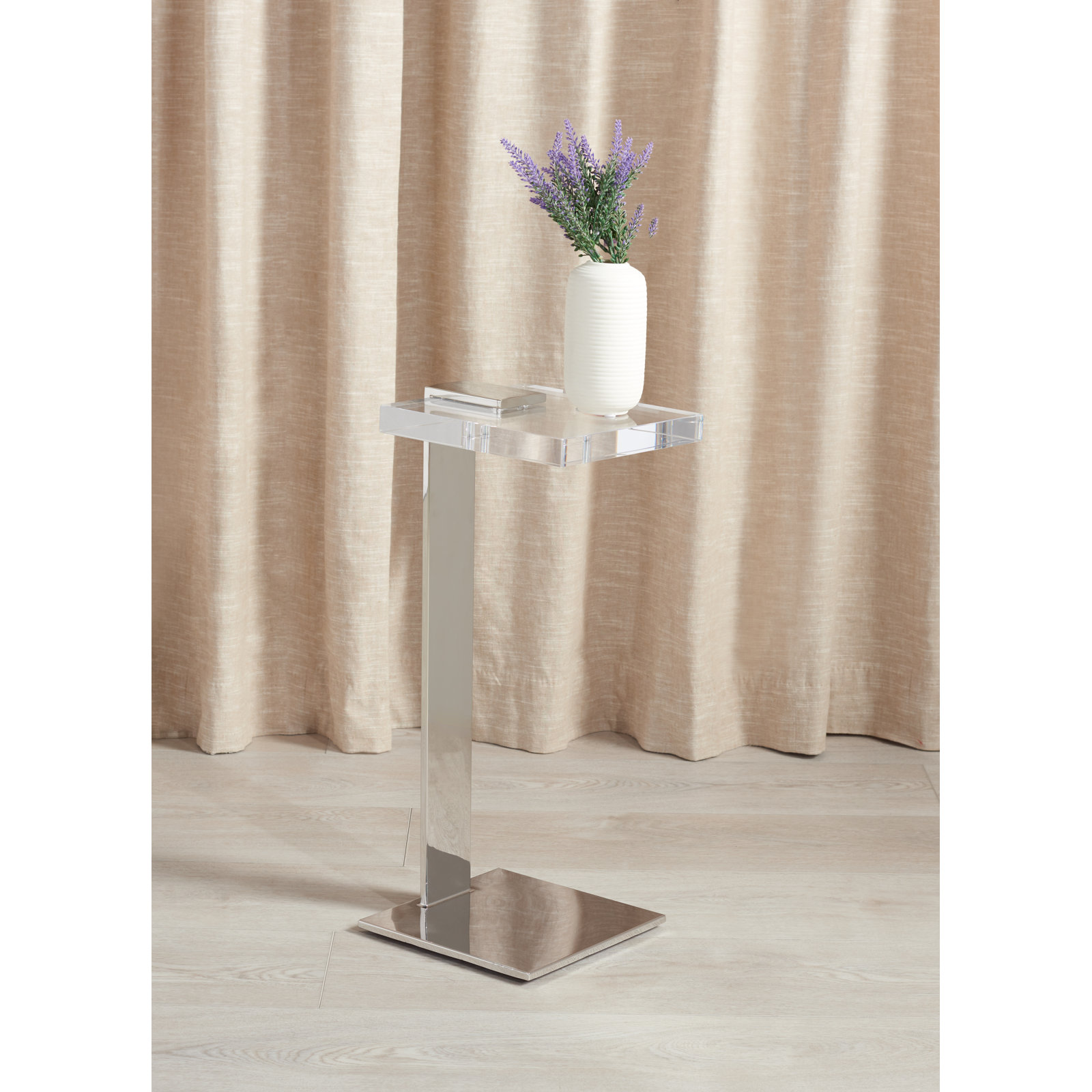 O'Hara End Table, Clear, Silver
