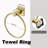 Bath Hardware Set 3-Piece Towel Bar Toilet Paper Holder Towel Ring Wall Mounted Bathroom Accessories Set In Brushed Gold-121794000