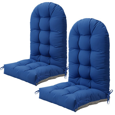 Ensemble de 2 coussins de chaise Adirondack, coussins de chaise de patio épaissis avec attaches, coussin de chaise berçante imperméable et protégé contre les rayons UV pour l'intérieur et l'extérieur
