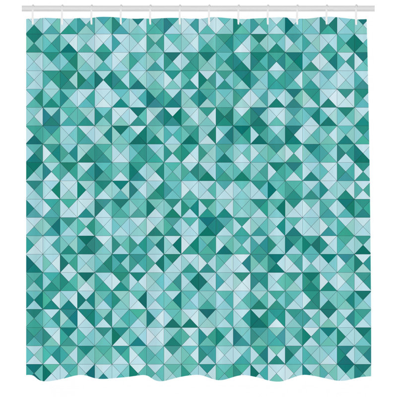 Geometric Shower Curtain with Hooks Included, 70" H x 69" W