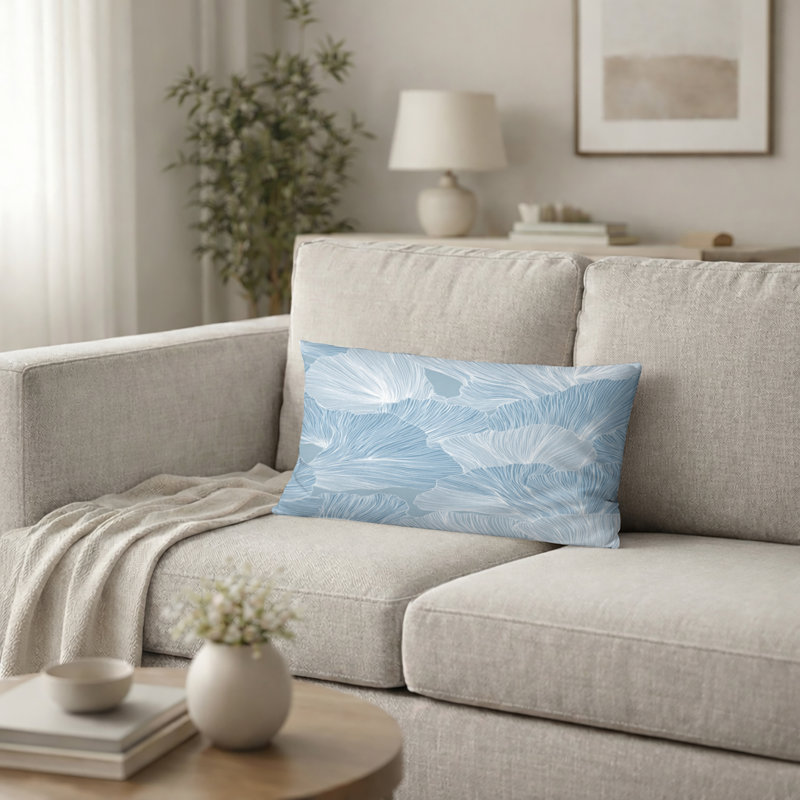 Coussin décoratif abstrait - coquillages de plage blancs, H 12 po x l 20 po