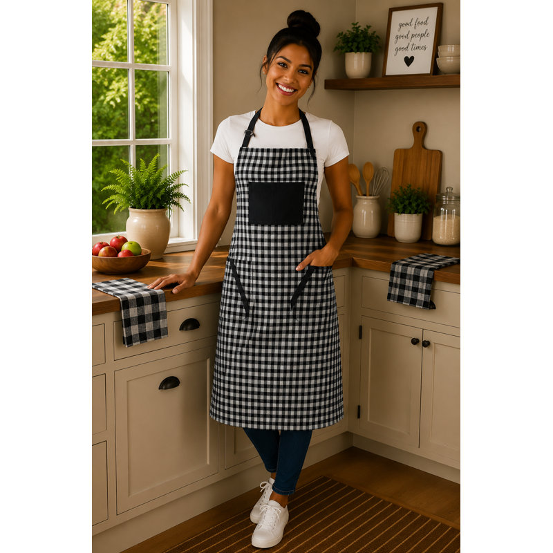 Buffalo Grey Plaid Pattern Apron, Gray