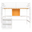Lit mezzanine blanc avec bureau et tablettes - Maximisez l'espace de rangement-824154477-824154479
