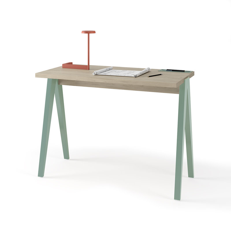 Gundrath Solid Wood Base Writing Desk, Green, Light Oak