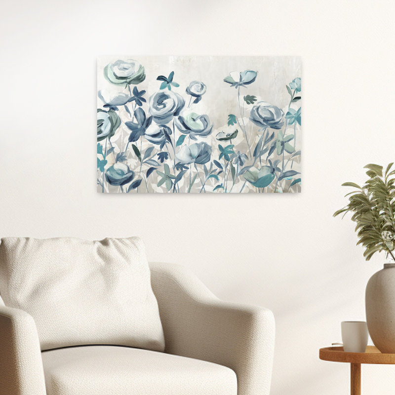 Art contemporain contemporain abstrait délicat, H 16 po x l 24 po