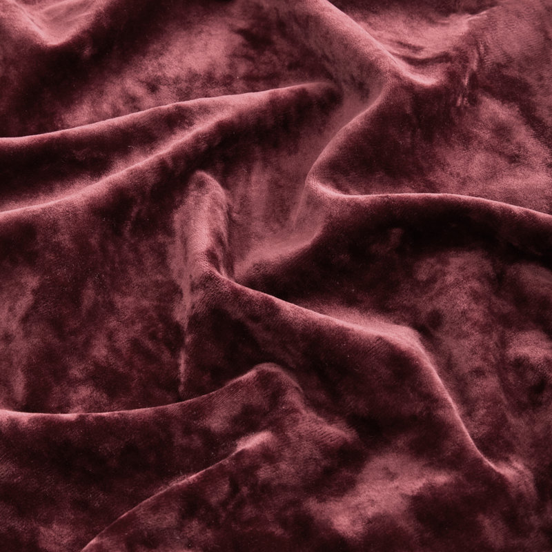 Lux Crushed Velvet Curtain (Set of 2) Velvet Bedding Collection , 50" W x 84" L, Burgundy Red