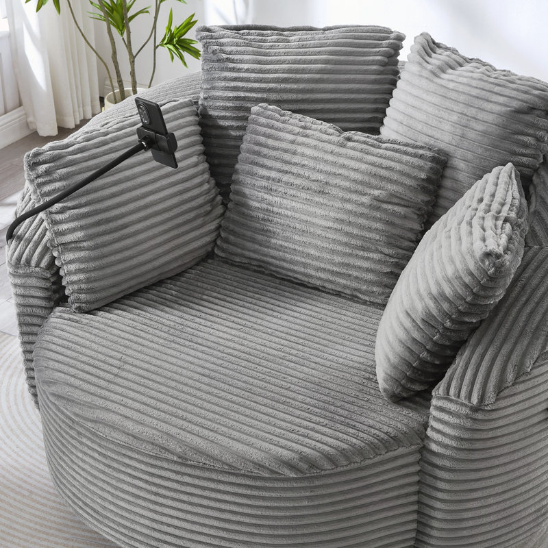Fauteuil demi-tonneau pivotant à 360 °, Gris