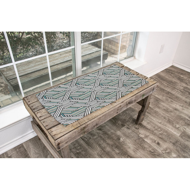 Darion Weave Pattern Teal and Gray Table Runner, 34" x 16"