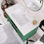 Meuble-lavabo flottant mural vert avec lavabo en céramique blanche, 2 tiroirs-785706639