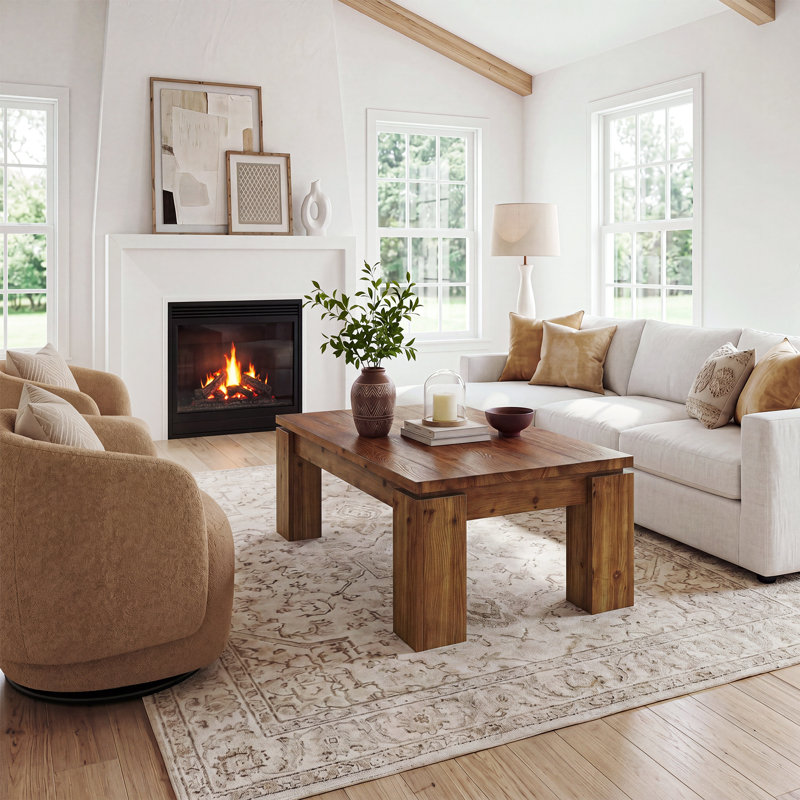 47 Inch Rectangular Chunky Leg Center Table