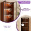 Vaisselier de 62,9 po de hauteur avec portes en verre et 2 tiroirs, bibliothèque de style Mid-Century en bois avec bibliothèque à DEL avec lumière sans fil et tablette à 3 niveaux pour la salle à manger