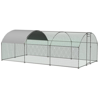 Large Metal Chicken Pen With Cover And Secure Door Run Safe Design, Waterproof & Cover, Walk-In Cage, 9.84'X19.68'X6.56', For Yard Farm Use