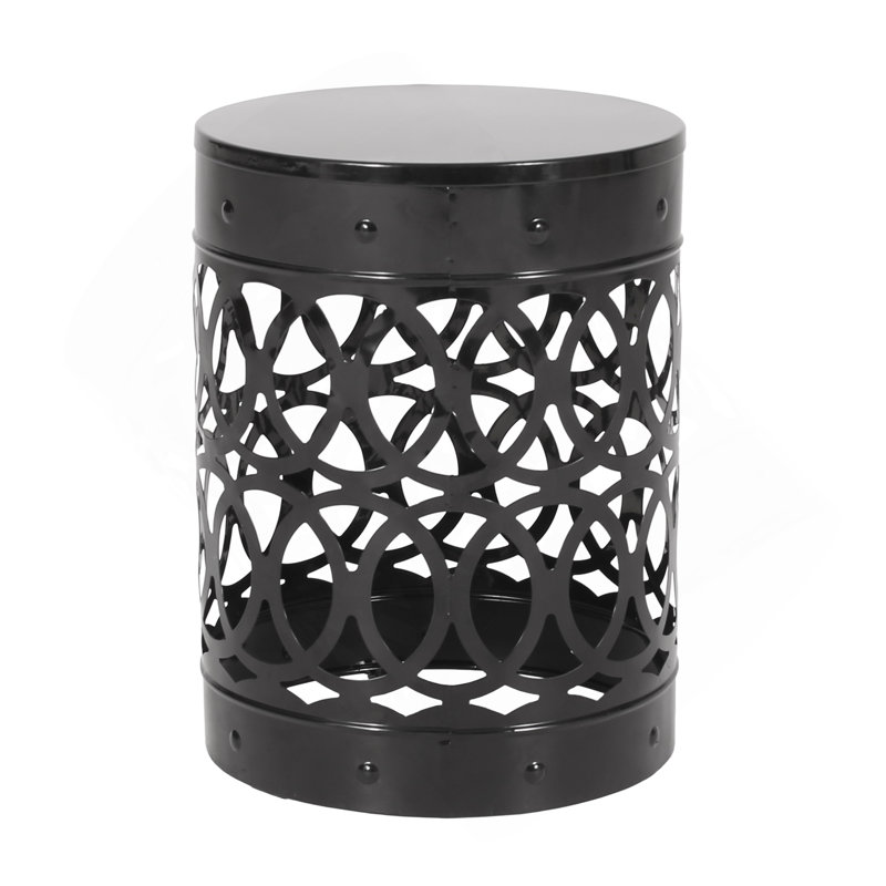 Outdoor Metal End Table -Large, Black, Black, Black