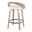 Tabouret de comptoir à hauteur fixe avec pivot en bois gris clair et similicuir avec repose-pieds rond en métal noir - ensemble de 2