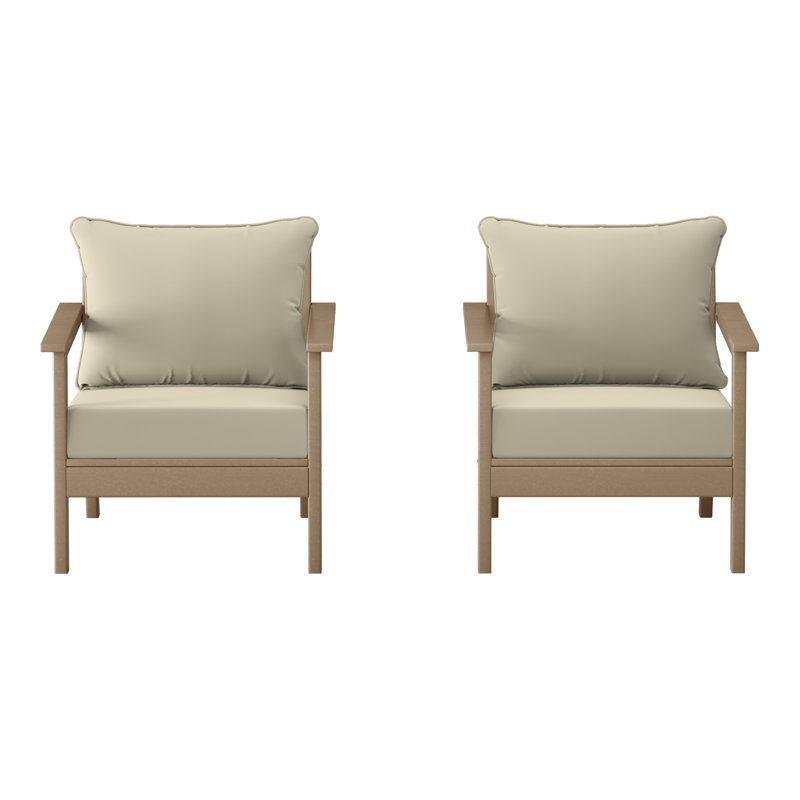 Chaise profonde avec coussins (ensemble de 2), Beige, Marron clair