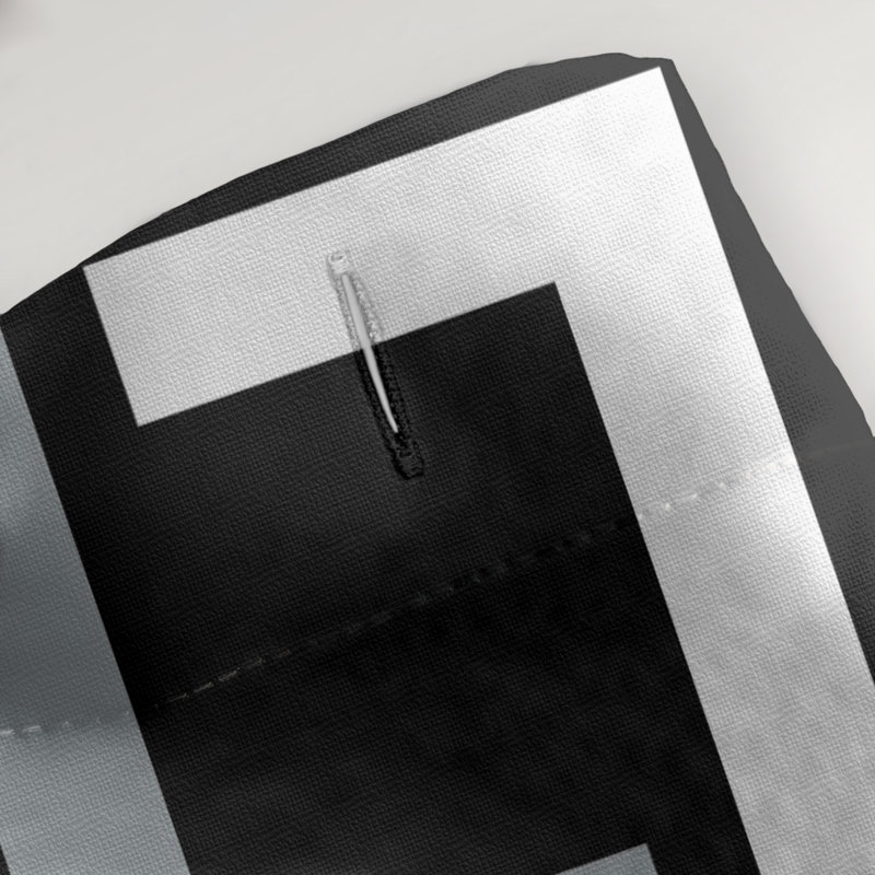 Rideau de douche géométrique simple, Noir/argent/blanc, Non