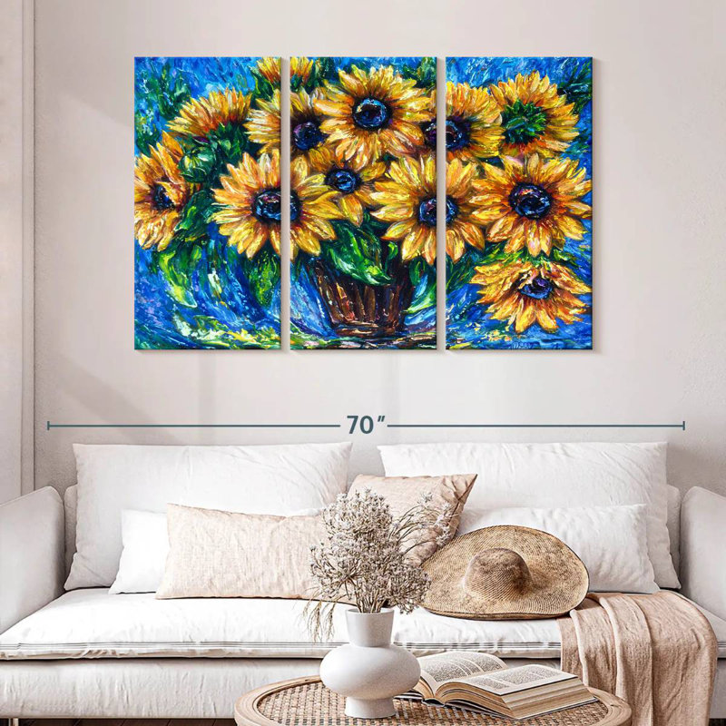 Harnek tournesol amour avec couteau à palette, H 32 po x l 50 po
