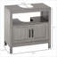 Armoires | Armoire de rangement sous le lavabo avec 2 portes Tablette ouverte, découpe de tuyau en U, l 23,5 po x P 11,75 po, gris ardoise | Contemporain | Panneau de particules