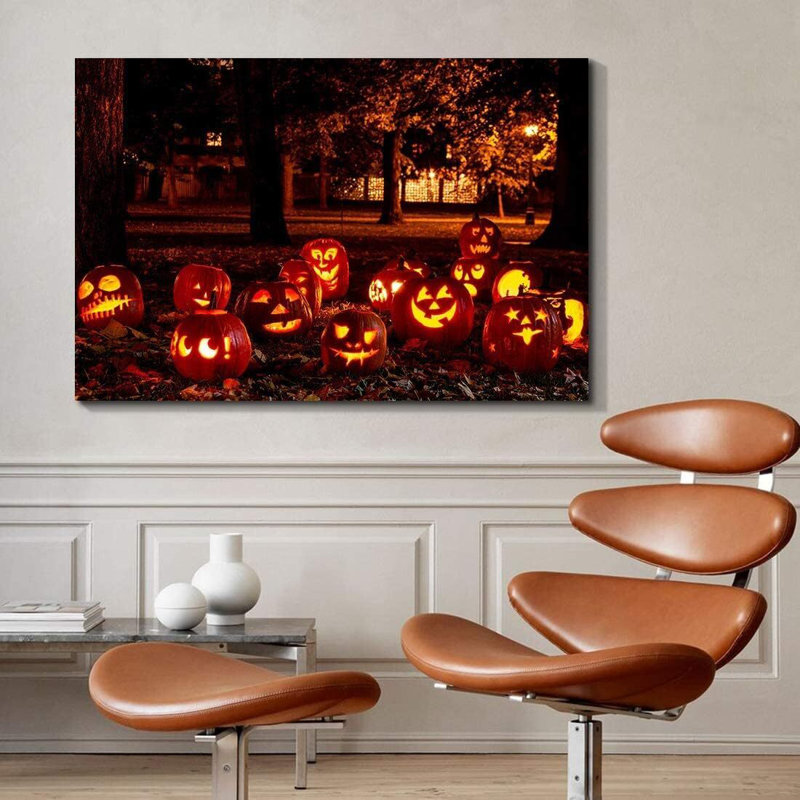 «Halloween Jack-O-Lanterns» impression sur toile, H 12 po x l 18 po x P 1,5 po