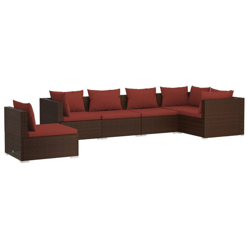 6 Piece Lounge Sofa Seating Group, Cinnamon Red, Brown