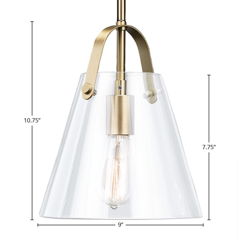 Luminaire suspendu 1 lumière Krusoe, Or doux