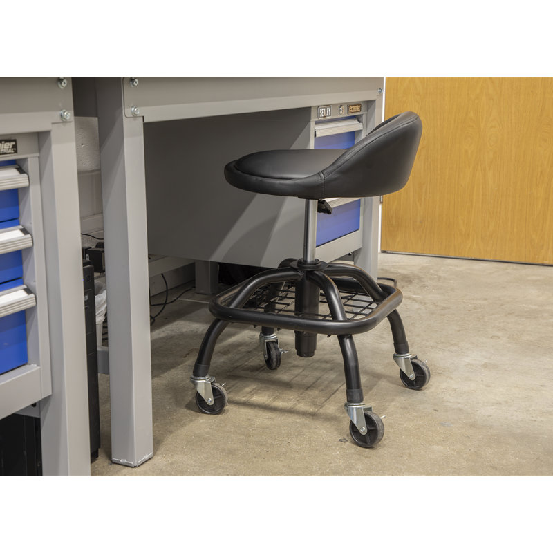 Backed Adjustable Height Industrial Stool