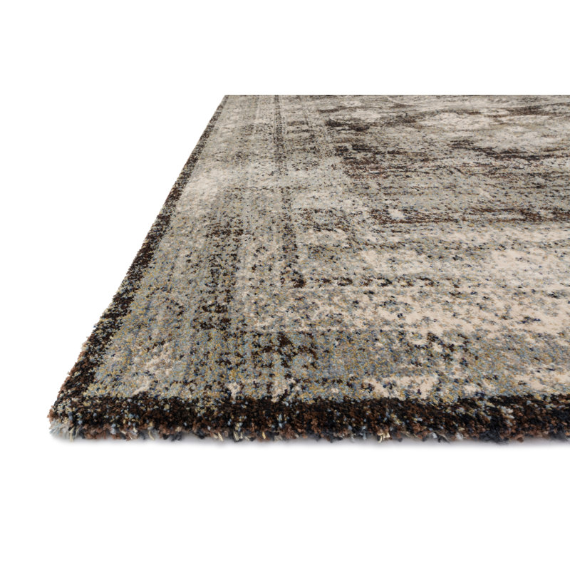 Tapis oriental en granit / brun / noir Waldrup, Rectangle 9 pi 6 po x 13 pi