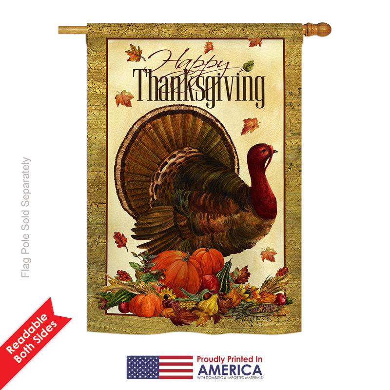 Festive Thanksgiving Turkey Polyester Garden Flag, 13" x 18.5"