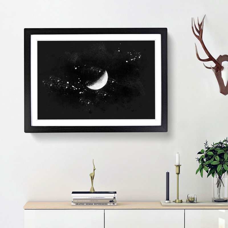 A Half Moon - Picture Frame Graphic Art Print, Black Framed, 62cm H x 87cm W x 2cm D