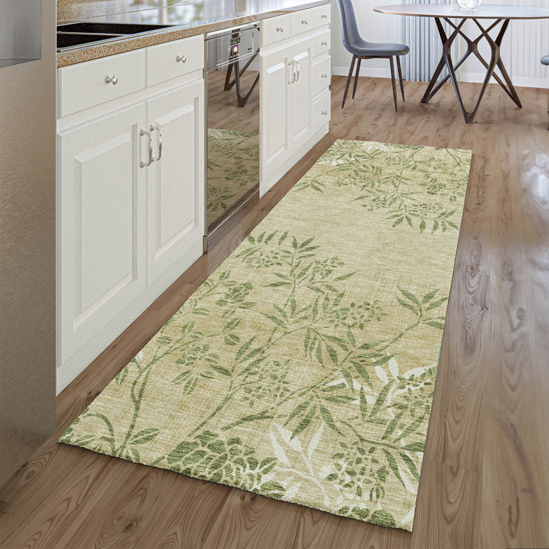 Premium Machine Washable Prisco Khaki Rug, Runner 2'3" x 7'6"