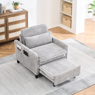 One - Seat Comfortable Grey Corduroy For Small Apartment Spaces, Soft And Thick Sitting, Sponge , Solid Wood Frame, 69.63 Pounds Balcony, Like Feeling,