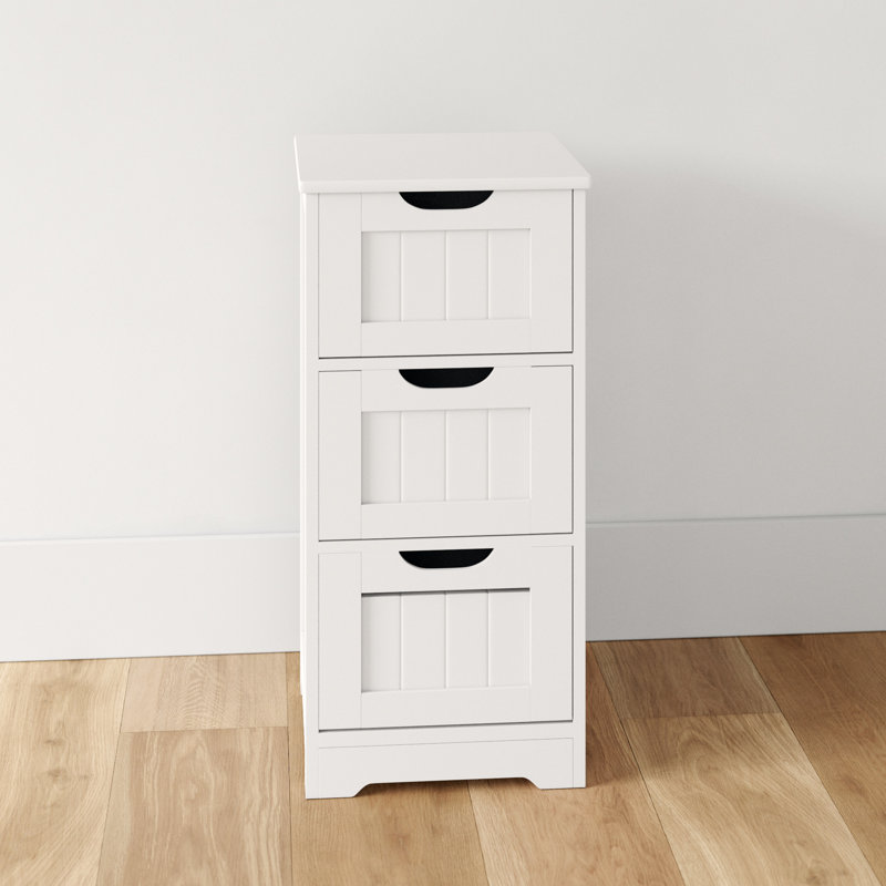White MDF Freestanding Bathroom Cabinet with 3 Drawers