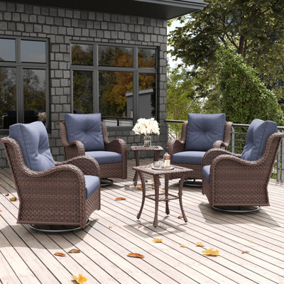 LayinSun 6 Pieces Swivel Rocker Patio Chairs Set With Side Table