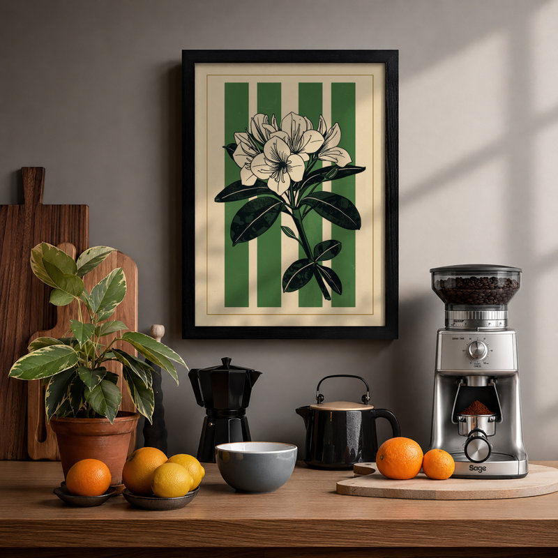 Flowering Study Botanical - Print, Black, A4 - 29.7 x 21.0 cm