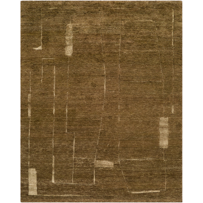 Tulsi Hand Knotted Area Rug in Brown, Rectangle 2' x 3'
