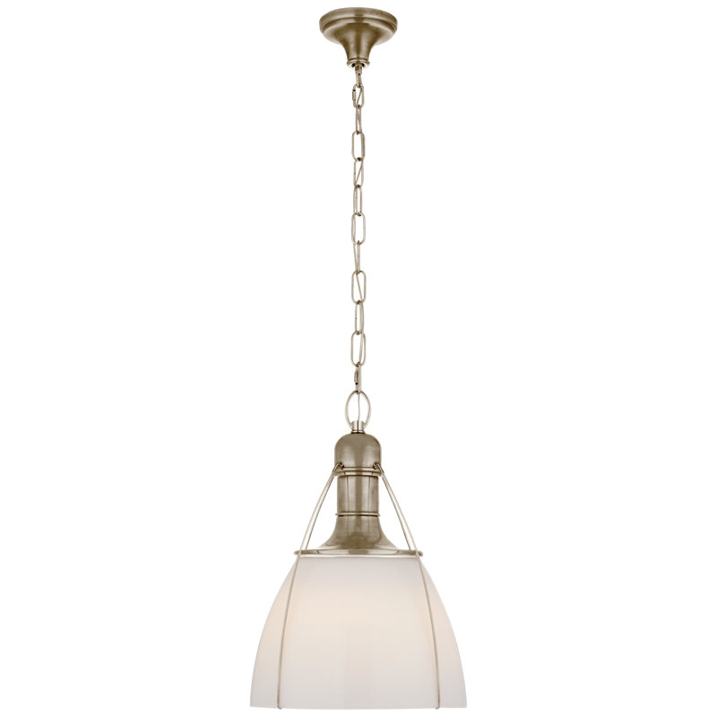 Chapman & Myers Prestwick Pendant, Antique Nickel, White, 26.5" H x 18" W x 18" D