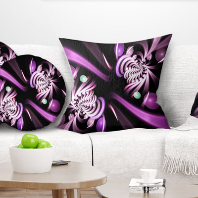 Art surréel mauve sur fond noir - imprimé floral