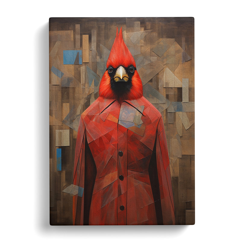 Cardinal Bird Dadaism - Wrapped Canvas Print, 50cm H x 35cm W x 3cm D